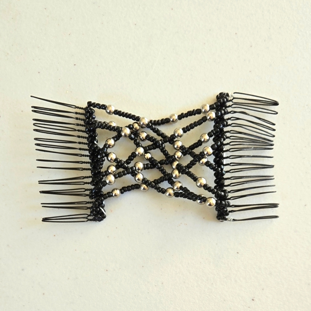 Elegant Black and Silver Hair Comb